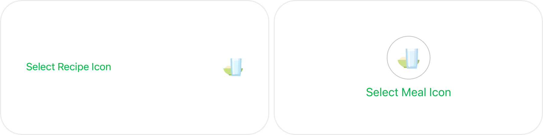 Before and after comparison of the recipe icon selection element